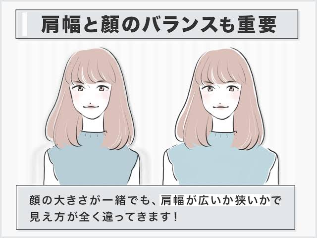 見た目の顔の大きさは肩幅にも関係する