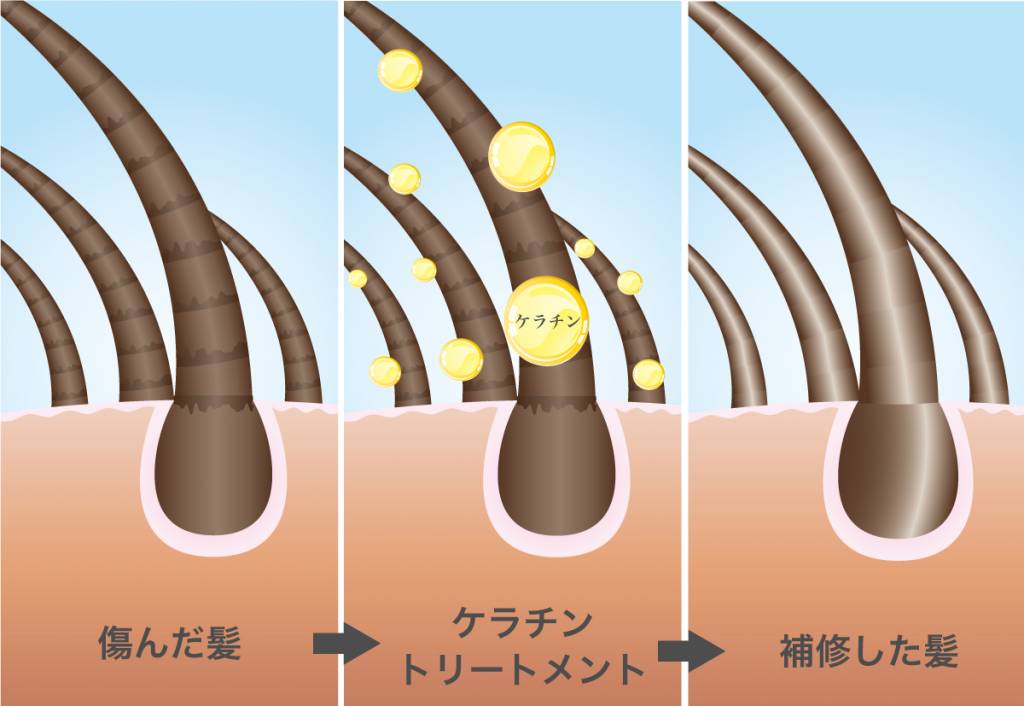 ケラチンで毛髪補修